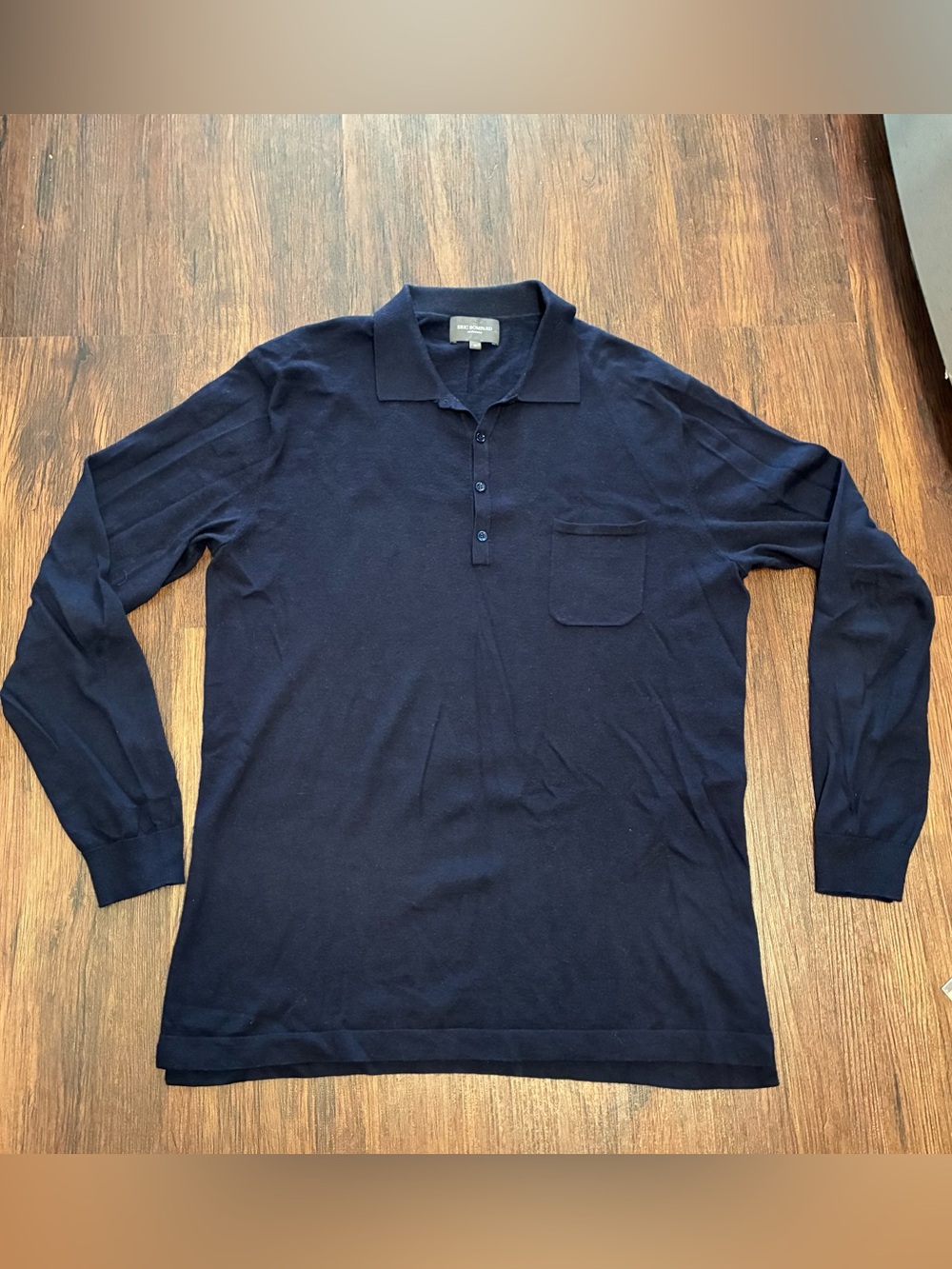 Eric Bompard Navy Long-Sleeve Polo Knit sweater cashmere blend